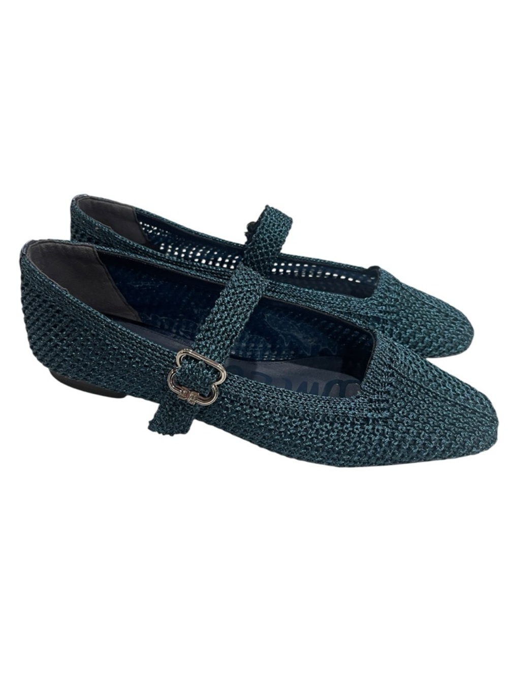 NEW Sam Edelman Michaela Knit Mary Jane Flat SZ 11 Metallic Blue Teal - Picture 2 of 9